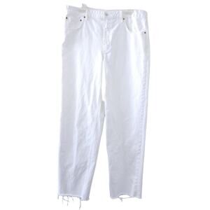 ZARA The New Daddy White Jeans Size 14 Raw Hew, 34" Inseam, Denim Wide Leg Jeans